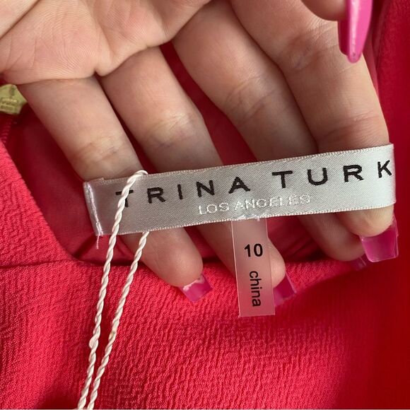 Trina Turk Cameron V Neck Ruffle Cocktail Dress Size 10 NWT - Picture 6 of 7